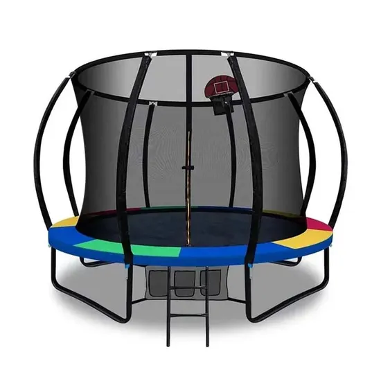 Indoor/Outdoor 8FT 10FT 12FT 14FT 16FT Trampoline with Safety Enclosure Net, Ladder Trampoline for Kids