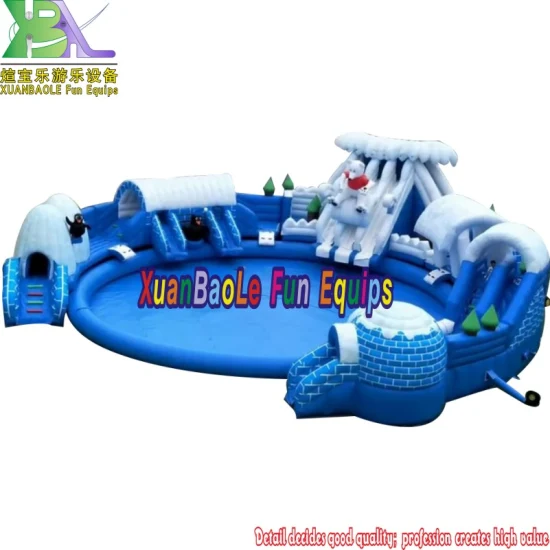 Snow N Ice World Giant Inflatable Water Park on Land with Big Inflatable Pool & Bouncy Slide Trampoline for Kids N Adults
